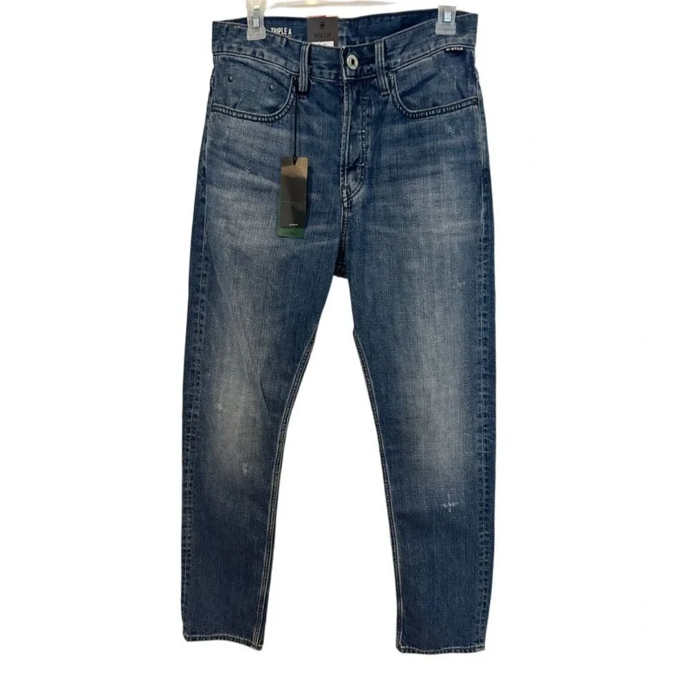 G-Star RAW Triple A Straight Jeans W28 L30 Men's Blue High Rise Denim NEW w Tags